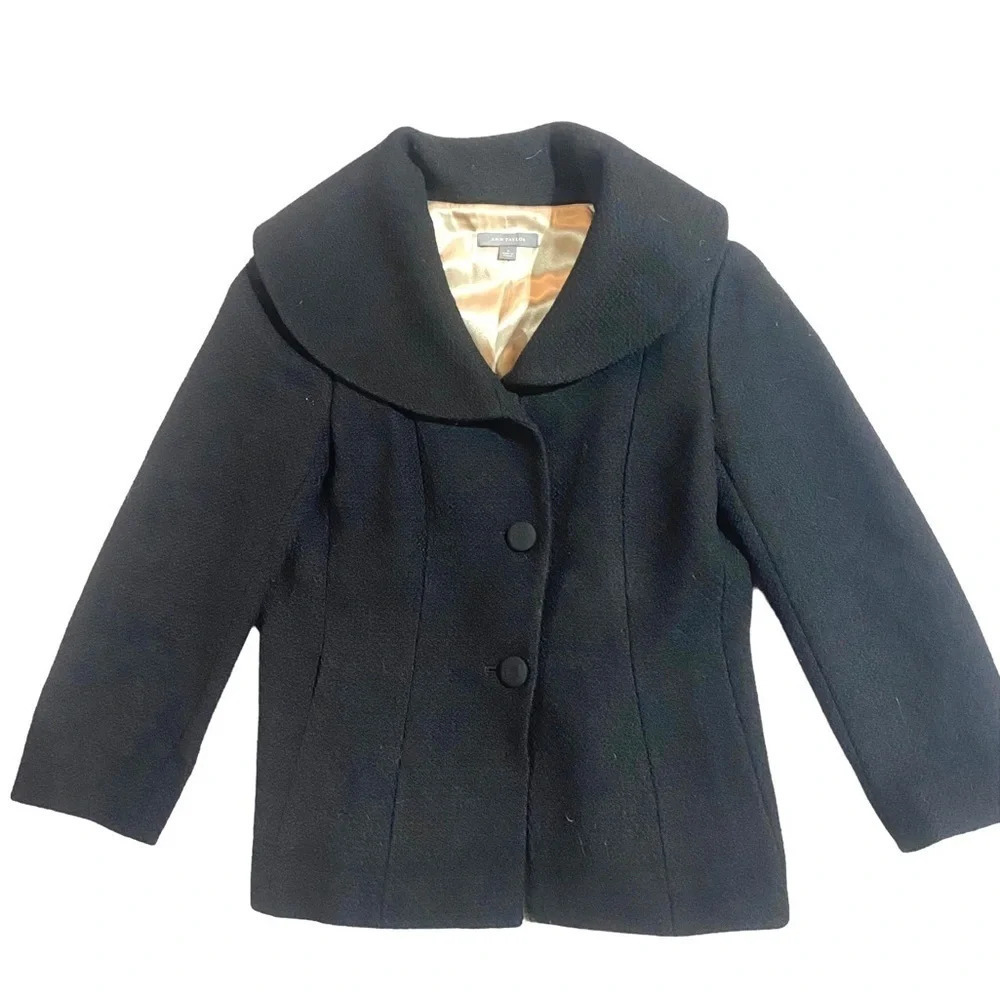 Ann Taylor 100% Virgin Lambswool Blazer Jacket Sz 4 Black
